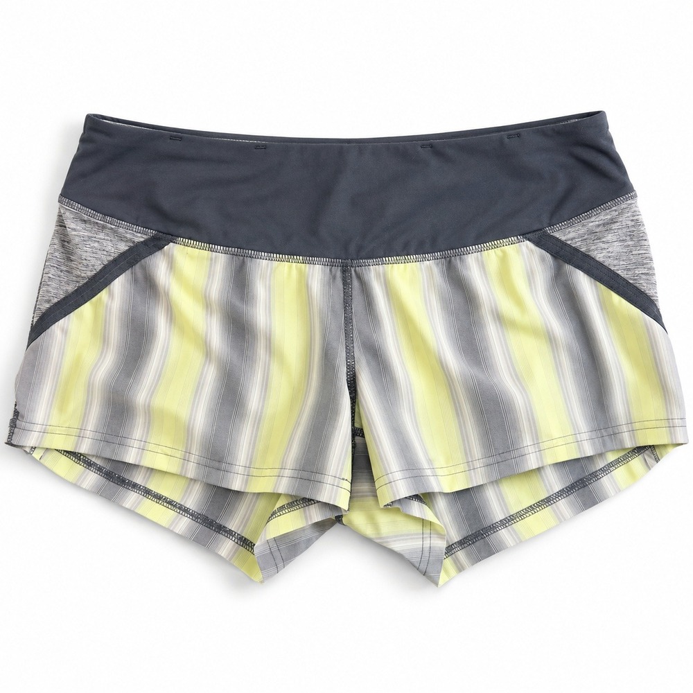 Lululemon Running Shorts Grey Yellow Stripe Athletic Shorts Size 6